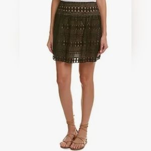 BCBG Maxazria "Mikaela" Black & Tan A-line Layered / Lined Lace Mini Skirt Sz 10
